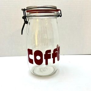 VINTAGE Retro Triomphe-Like GLASS Coffee JAR/1,5 L Canister Wire Bail Lid Lock
